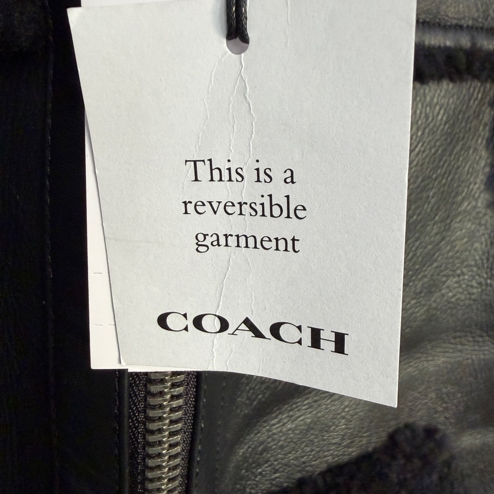 Coach Reversible Black Shearling Leather Vest Size Small NWT - Picture 7 of 12